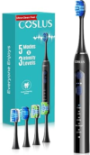 COSLUS C30 Electric Toothbrush for Adults: 3 Intensities & 5 Modes Customized for Effective Yet Gentle Ultra-Clean Feel, 2 Types of Heads for Gentle or Daily Care, Travel & Home Us