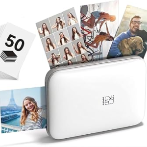 HPRT MT53 Mini Photo Printer with 50 Sheets Adhesive Paper, 2×3 Instant Portable Color Printer, Compatible with iOS & Android, Bluetooth Small Printer for Smartphones & iPhone