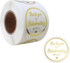 weilaike Thank You Stickers, 500pcs 1.5in Gold Foil, Clear, Waterproof, Round, Classic, Letter Print, Indoor, Sticker Roll