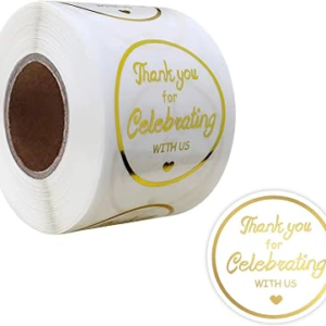 weilaike Thank You Stickers, 500pcs 1.5in Gold Foil, Clear, Waterproof, Round, Classic, Letter Print, Indoor, Sticker Roll
