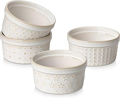 MALACASA Ramekins 6 Oz Oven Safe Ceramic Creme Brulee Souffle Dishes