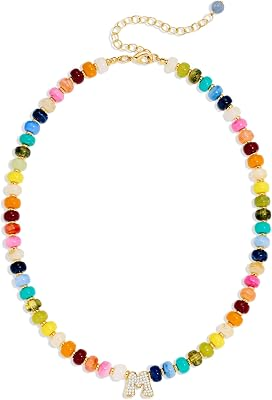 TENTMENTISE Colorful Beaded Initial Necklace