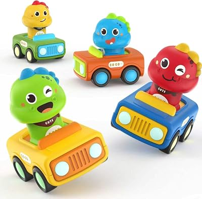 MOONTOY Car Toys for 1+ Year Old First Birthday Gifts for Boys,Press and Go Car Toys Baby Animal Racing Cars for Toddlers 1-3,Push Go Friction Car Toys Toys 12-18 Months Toddler Toys for One Year Old