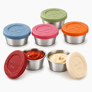 ZCJROEFA 6pcs Stainless Steel Dressing Containers
