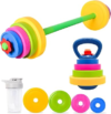 Toddler Weights Gym Set Barbell Kettlebell Kids Fitness Gift Toy | Kids weights set with barbell, kettlebell and water bottle, kids fitness toy workout gift for boys girls exercise play