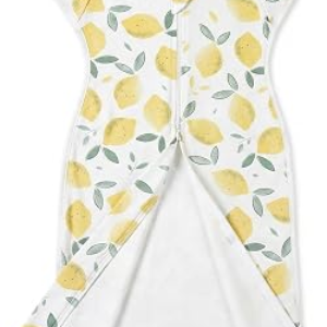 ANYEDDE Baby Swaddles 3-6 Months, Arms Up Swaddle with Openable Bottom Button & Cuff Design, Unisex Smiling Lemon Breathable Newborn Swaddle with 2-Way Zipper, Sleep Sacks for Baby Boys & Girls