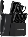 HENKELIVING 19-Piece Black Kitchen Knife Block Set
