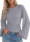 TANKANEO Ruched Long Sleeve Shirts