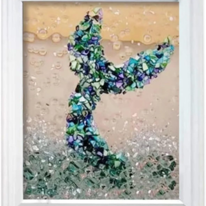 LYJZYXGS Sea Glass Art Kit, DIY Mosaic Arts and Craft Kits Ocean Painting Kit,DIY Resin Beach Art Kit, Resin Beach Art Kit for Home Decoration, Resin Sea Glass Art Kit(Mermaid Tail)