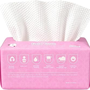 Face Towels Disposable 80 Count Biodegradable Disposable Face Towel Dry Wipes Ultra Soft & Thick Lint-Free Dot Texture Cloths for Sensitive Skin Makeup Removal and Skincare
