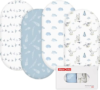 Gllquen Baby Bassinet Sheets 4 Pack, Breathable Cozy Fitted Mattress Sheet | 32″x16″ Soft Baby Sheets for Boys Girls, Compatible with Halo, Snoo, Uppababy, Universal fitted,Baby Gift,