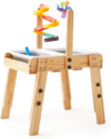 HiMummy Kids Wooden Sensory Activity Table with 2 Collapsible Storage Bins, Acrylic Painting Board, Adjustable Height from 18-25”, Grow with Your Beloved.