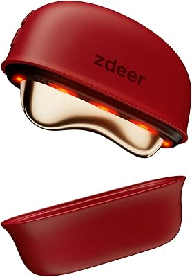 ZDEER GS5 Brass Heated Electric Gua Sha Facial Sculpting Tool with Vibration, Women's Facial Massager, LED Red Light Therapy for Neck & Face, Skin Firming Device, Premium Birthday Gift for Women, Red | Brass Heated Electric Gua Sha Facial Sculpting Tool with Vibration