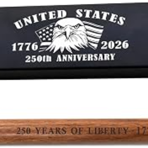 TGCNQ 250th Anniversary Pen, 250 Years of Liberty Patriotic Pen Gifts | 1776-2026 United States Wooden Gel Pen, Semiquincentennial Gifts for History Lovers, Veterans, Patriotic Americans
