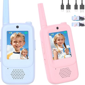 Video Walkie Talkies for Kids with Dual Cameras,2 Pack Rechargeable Kids Walkie Talkies Toys for Ages 3-9 Year Old Boy Girl, Blue+Pink