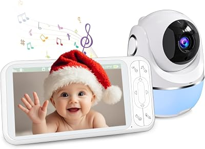 1080P Baby Monitor No WiFi, Pan Tilt 4X Zoom 5000mAh Battery Video Baby Monitor with Camera and Audio, 2-Way Talk, Night Vision, VOX, 1200FT