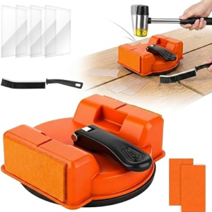 Upgraded Floor Gap Fixer Tool Kit – Heavy Duty Floor Gap Repair Tool with Strong Suction Cup, Rubber Mallet & Cleaning Brush for Laminate, Vinyl Flooring & Hardwood Floors