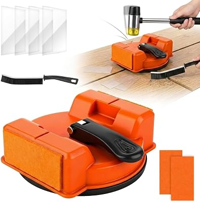Upgraded Floor Gap Fixer Tool Kit – Heavy Duty Floor Gap Repair Tool with Strong Suction Cup, Rubber Mallet & Cleaning Brush for Laminate, Vinyl Flooring & Hardwood Floors