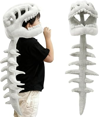 Spinosaurus Plush Dino Outfit 3D Skull Headpiece with Plush Spine Wearable Dinosaur Skeleton Great for Dress-Up