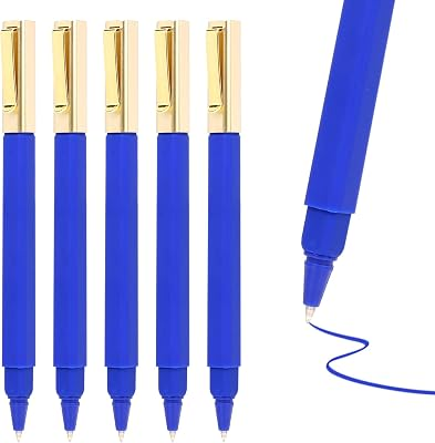 12 Pack Gel Pens Blue 0.5mm Medium Point Blue Gel Ink Pens with Cap Quick Drying Ballpoint Pen Smooth Writing Fine Point Pen for Journaling School Office Supplies