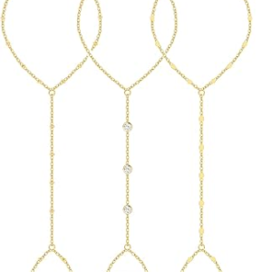 17 MILE 3Pcs 14K Gold-Plated Hand Chain Bracelets