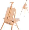 Artkey Beechwood French Easel with Sketch Box & Storage Drawer, Portable Folding Tripod Field Easel for Plein Air Painting, Adjustable Height up to 71″, Holds Canvas up to 34″, Natural Wood