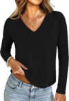 UNCLECAT Womens V Neck Long Sleeve Shirts