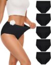 SIMIYA Cotton Underwear for Women Full Coverage Stretch Briefs Womens High Waisted Panties Ladies Plus Size 5 Pack