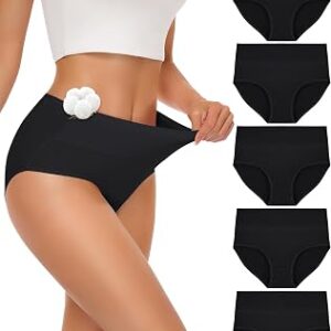 SIMIYA Cotton Underwear for Women Full Coverage Stretch Briefs Womens High Waisted Panties Ladies Plus Size 5 Pack