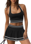 FISOEW Womens 2 Piece Tennis Skirt Sets