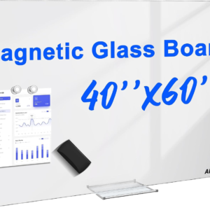 AFAMT Magnetic Dry Erase Board, 40″ x 60″ Glass Whiteboard, 4mm Tempered Glass, Strong Magnetic Surface, No Ghosting, Large Frameless Mounted Glass White Board for Office, Home, School