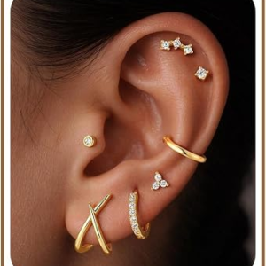 Turandoss 7 Pairs Gold Earrings for Women