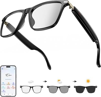 AI Translation Smart Glasses Pro with 138 Languages, Bluetooth Glasses Compatible with ChatGPT, Photochromic Lens with Open-Ear Speakers for Men Women, for Travel, Business, Driving