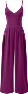 ANRABESS Women V Neck Wide Leg Jumpsuits
