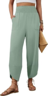 GREWLEY Womens Linen Capri Pants