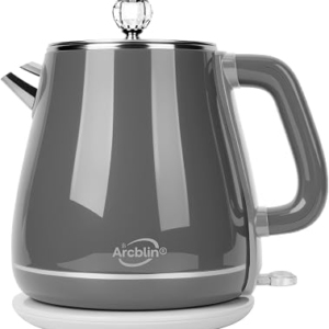 Electric Kettle 1.8L, Arcblin Retro Electric Tea Kettle for Boiling Water, 1350W Fast Boil, Stainless Steel Interior, BPA Free, Automatic Shut Off, Boil-Dry Protection,Gray
