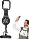 HASFINE Anti-Theft Phone Tether with Retractable Steel Lanyard & Locking Carabiner, Universal Phone Tether Tab, Drop-Proof Strap with Mountain Hiking Graphic for Outdoor Skiing & Hiking