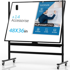 Rolling Whiteboard 48×36, Double Sided Dry Erase Board with Stand, Magnetic Mobile White Board with Wheels for Office & Classroom and Home
