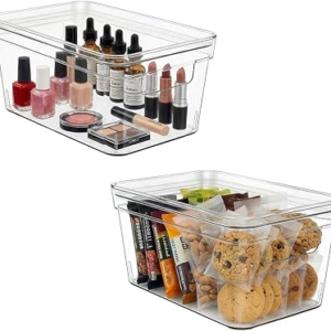 MOONEDGE 2-8 Pack Small Clear Storage Bins