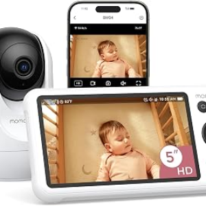 Momcozy Smart WiFi Baby Monitor with Camera and Audio, 5″ 1080P Screen with Wall Mount, Motion & Cry Detection, Safe Fence,Clear Night Vision, 5000mAh Battery, 2-Way Talk, Photo & Video Recording,BM04