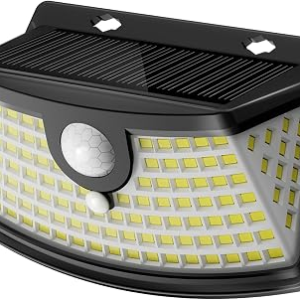 Aootek New Solar Motion Sensor Lights 120 LEDs with Lights Reflector,270° Wide Angle, IP65 Waterproof, Step Lights for Front Door, Yard, Garage, Deck (Black, Daylight White, 1-Pack)