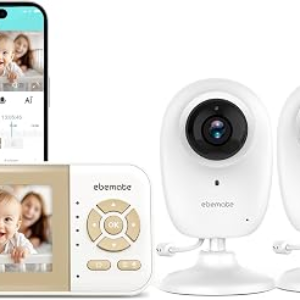 ebemate WiFi Video Baby Monitor with 2 Camera,2.8″ Display with 1500Ft Long Range,WiFi On/Off,1080P No Glow Night Vision,2-Way Talk Baby Cam Monitoring