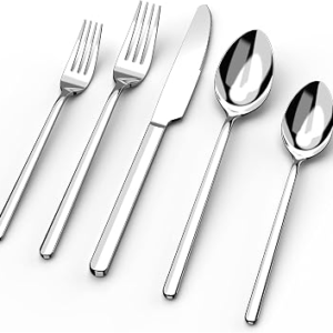 KINGSTONE Silverware Set, 20 Piece Flatware Cutlery Set for 4, 18/10 Stainless Steel Silverware Mirror Polished Dishwasher Safe for Home, Restaurant, Wedding, Party(Silver, 20 pieces for 4)