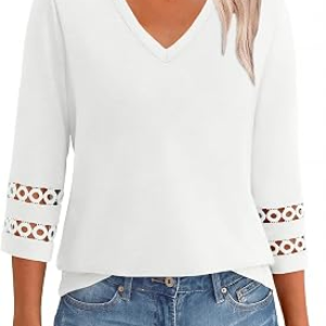 GKBK 3/4 Length Sleeve Womens Tops