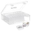 62 PCS Bead Organizer Boxes Kit, 60 Mini Clear Bead Boxes and 2 Large Cases, Small Bead Organizers Storage Cases, Hinged Lid for Bracelet Making DIY Jewelry Craft