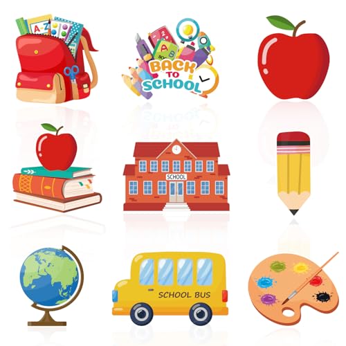 63 Pcs Back to School Cutouts Classroom Decorations Set Back to School Bulletin Board Wall Decal School Bus Cutouts Classroom Decor for Classroom Teacher Party Favor Supplies