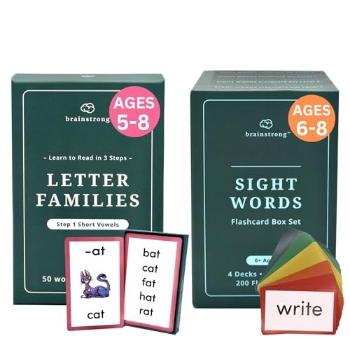 650 Phonics and Sight Words | Ages 5-8 | Boost Reading Ability | 250 Flashcards | Kindergarten 1st 2nd Grade | Beginning to Advanced Words | Brainstrong Premium 2 Box Set