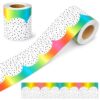 65ft Bulletin Board Borders Rainbow Scalloped Borders Trim Black and White Polka Dots Bulletin Board Paper Roll Classroom Border for Back to School Home Daycare Teacher Whiteboard Chalkboard Supplies