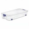 66-Qt Clear Underbed Storage Bin with Blue Latches and Rolling Casters