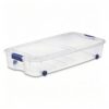 66 Quart Underbed Storage with Wheels, Plastic Under Bed Storage Bin with Latching Lid, Low Profile Rolling Organizer for Clothes, Shoes and Blankets, Clear, 1-Pack